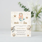 Papier Mermaid Under the sea Baby Shower invitation (Debout devant)