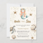 Papier Mermaid Under the sea Baby Shower invitation (Devant)