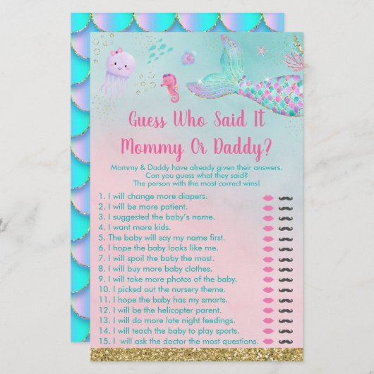 Papier Mermaid Under The Sea Devinez Qui A Dit Que C'Étai (Devant / Derrière)