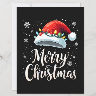 Papier Merry Christmas Lights Red Santa Hat Tree Family