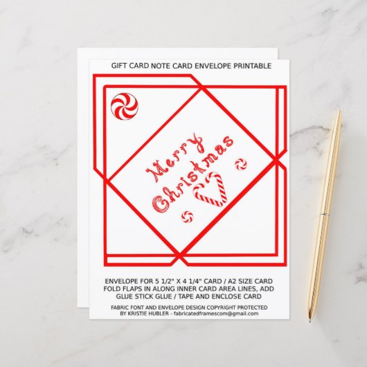 Papier Merry Christmas Swirl Gift Card A2 Envelope paper (Devant/Arrière en situation)