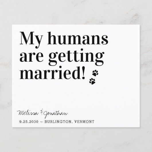 Papier Mes Humains Se Marient Code QR Mariage Chien (Devant)
