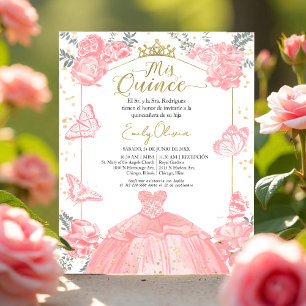 Papier Mes quinze invitations de budget espagnol rose flo