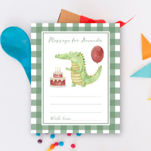 Papier Message de capsule d'anniversaire de crocodile
