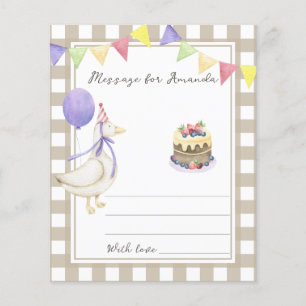 Papier Message de capsule temporelle d'anniversaire d'oie