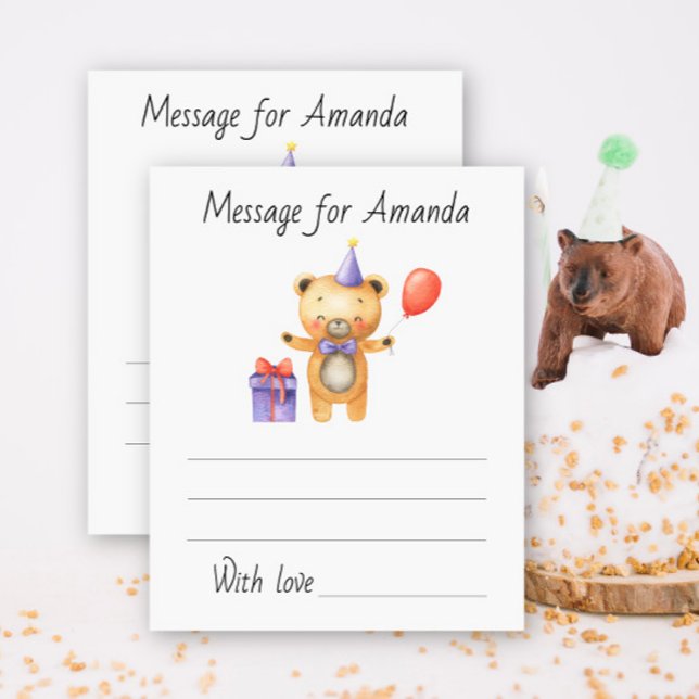 Papier Message de capsule temporelle de l'ours d'aquarell (Créateur téléchargé)