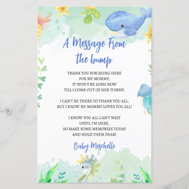 Papier Message Du Baby shower D'Été De Bump (Devant)