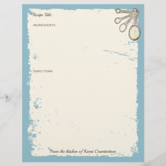 Papier Mesure cuillères cuisson boulangerie recette perso (Devant)