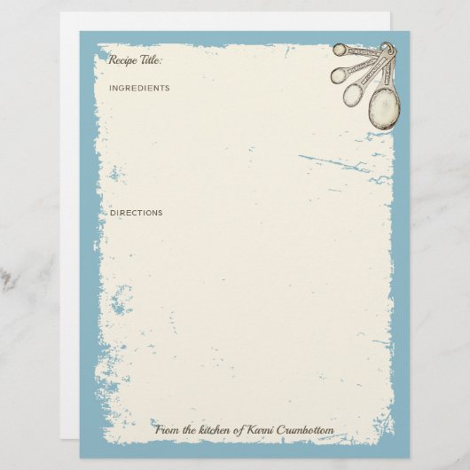 Papier Mesure cuillères cuisson boulangerie recette perso (Devant / Derrière)