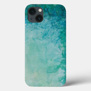 Papier met Abstracte blauwe, groene en zwarte verf iPhone 13 Hoesje