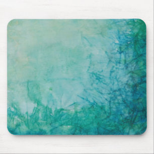 Papier met Abstracte blauwe, groene en zwarte verf Muismat