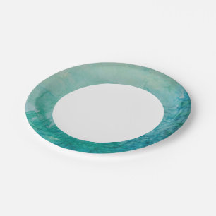 Papier met Abstracte blauwe, groene en zwarte verf Papieren Bordje