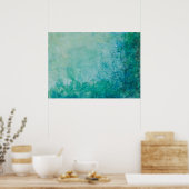 Papier met Abstracte blauwe, groene en zwarte verf Poster (Keuken)