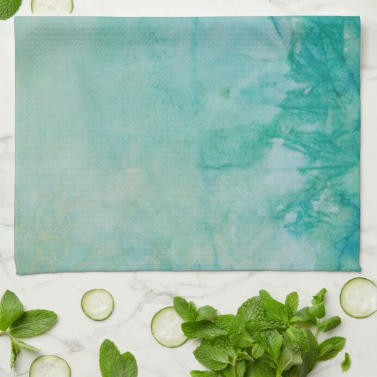 Papier met Abstracte blauwe, groene en zwarte verf Theedoek (Gevouwen)