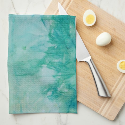 Papier met Abstracte blauwe, groene en zwarte verf Theedoek (Quarter Fold)