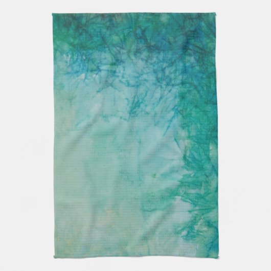 Papier met Abstracte blauwe, groene en zwarte verf Theedoek (Verticaal)