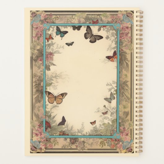 papier met bloemen en vlinders planner (Achterkant)