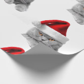 Papier met kerstgrijze kerstkat met kersthoed (Hoek)