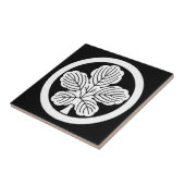 Papier met moerbeenblad in cirkel tegeltje (Zijkant)