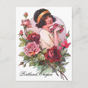 papier met Rozen of draagland of BRIEFKAART