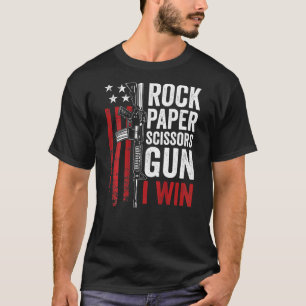 Papier met schaar Pistool Pistool achteraan T-shirt