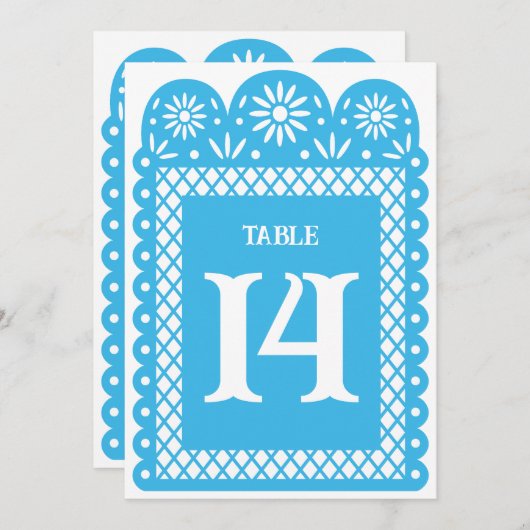 Papier mexicain bleu numéro de table haché (Devant / Derrière)