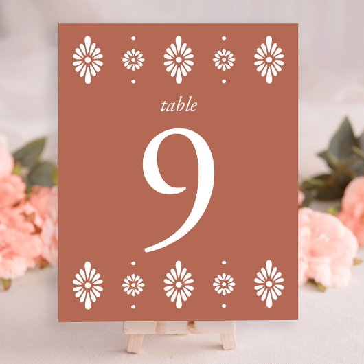 Papier Mexique Terra Cotta Mariage Numéro de table