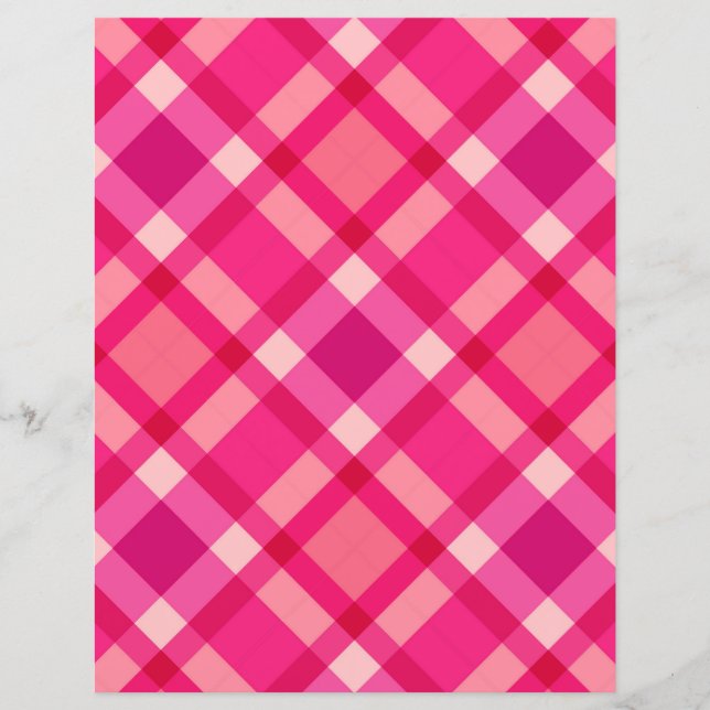 Papier Mi-siècle moderne Plaid, Fuchsia rose et vin (Devant)
