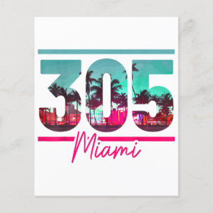Papier Miami 305 indicatif régional Floride Palmiers Vint