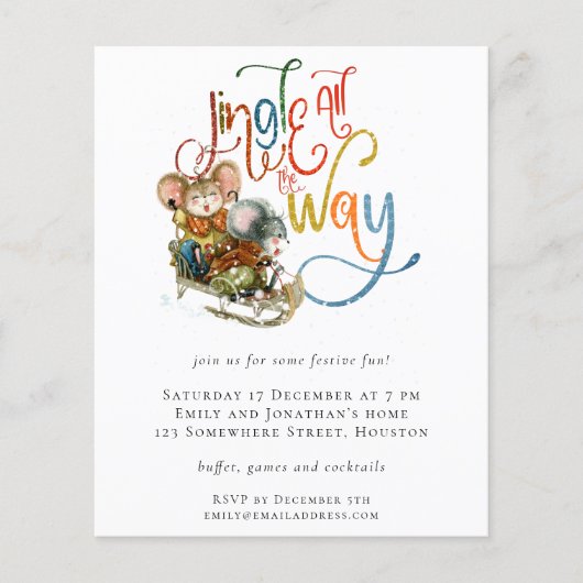PAPIER | Mice Jingle All Way Kerstmis Invite Flyer (Voorkant)