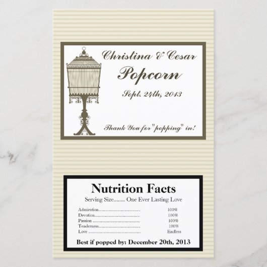 Papier Microwave Popcorn Wrapper Birdcage/Gris Stripes ca (Devant)