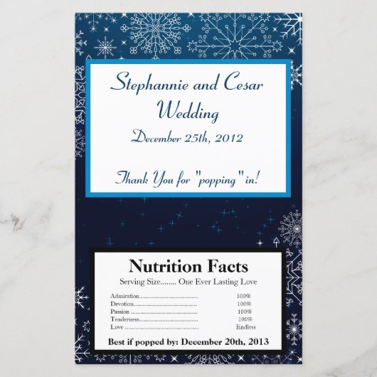 Papier Microwave Popcorn Wrapper Blue Stars et Snowflake (Devant)