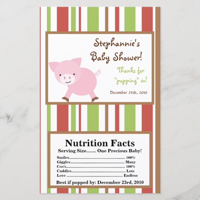 Papier Microwave Popcorn Wrapper Red Grange Farm Pig (Devant)