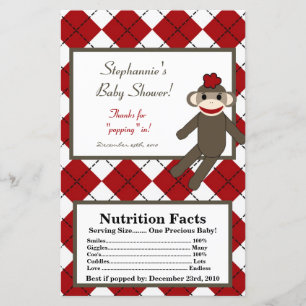 Papier Microwave Popcorn Wrapper Red Sock Monkey