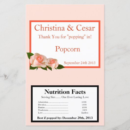 Papier Microwave Popcorn Wrapper Rose rose/rose avec Lea (Devant)