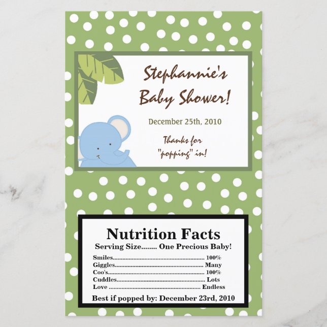 Papier Microwave Popcorn Wrapper Safari Jungle Elephant (Devant)