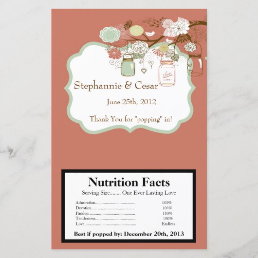Papier Microwave Popcorn Wrapper Spring Floral Mason Jars (Devant)