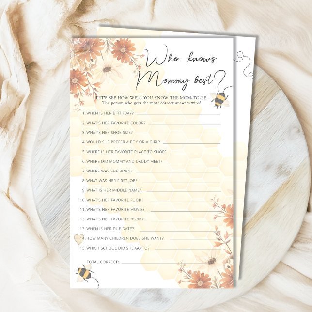 Papier Miel Fleur sauvage Baby shower Qui Connaît Maman L (Créateur téléchargé)