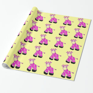 Papier mignon d'emballage cadeau de girafe pour