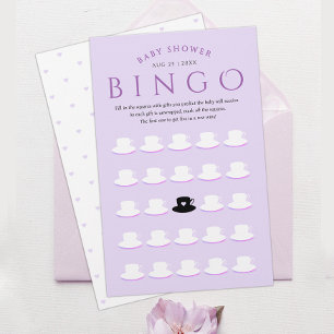 Papier Mignon Fille Violet Lavande Baby Shower Bingo Thé