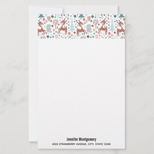 Papier Mignonne cerf en Forêt Whimsical Noël Motif (Devant)