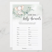 Papier Mignonne éléphant de bébé nom le jeu des animaux d (Devant / Derrière)