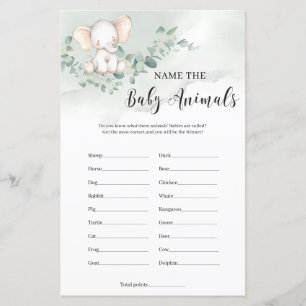 Papier Mignonne éléphant de bébé nom le jeu des animaux d