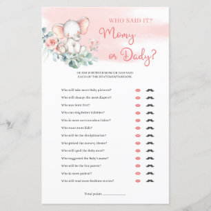 Papier Mignonne fille éléphant eucalyptus maman ou papa