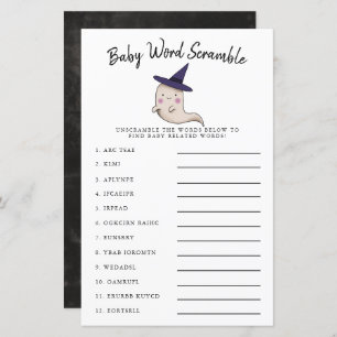 Papier Mignonne fille Fantôme Baby Word Scramble Jeu