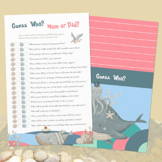 Papier Mignonne Nautique Devinez Qui Baby shower Rose Jeu