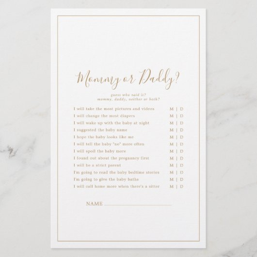 Papier Mini-jeu maman or ou papa (Devant)