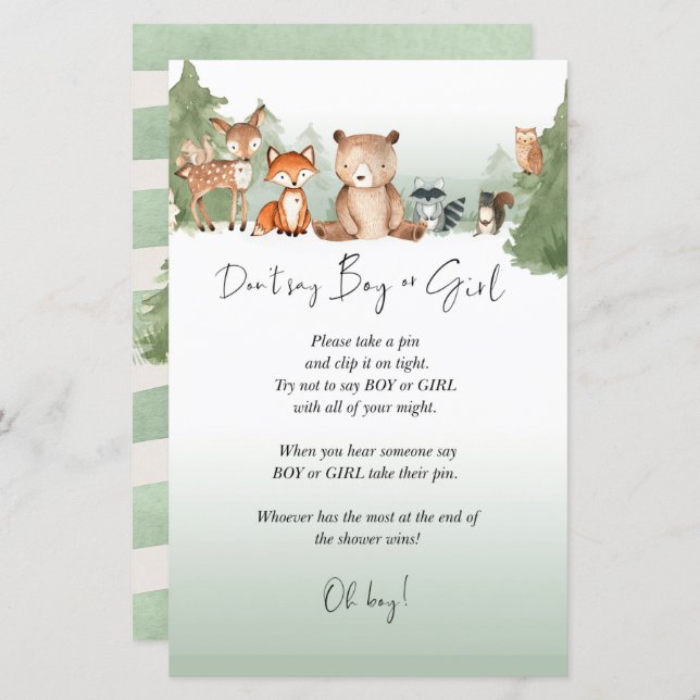 Papier Mini-panneau Baby shower bois garçon ou fille (Devant / Derrière)