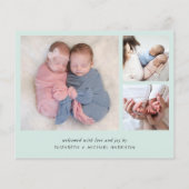 Papier Mini Twins Photo Mint Green Faire-part de naissanc (Dos)