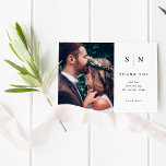 Papier Minimal et chic | Mariage photo Merci BUDGET<br><div class="desc">Ces élégantes et modernes cartes de mariage remerciement pour votre budget disposent d'un design de texte simple en noir et blanc qui respire le style minimaliste,  avec deux de vos photos de mariage personnelles préférées. Ajoutez vos initiales ou votre monogramme pour les rendre complètement vôtres.</div>